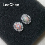 Opal Earrings 6*8MM Fire Gemstone Jewelry 925 Sterling Silver