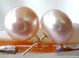 Pink Freshwater Pearl Stud Earrings 925 Silver Jewelry
