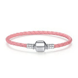 925 Silver Leather Bracelets Women Unisex DIY Jewelry
