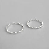 925 Sterling Silver Thin Line Wave Smooth Ring Jewelry