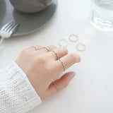 925 Sterling Silver Thin Line Wave Smooth Ring Jewelry