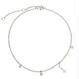 925 Silver CZ Tassel Anklets Women Fine Jewelry Gift