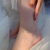 925 Silver CZ Tassel Anklets Women Fine Jewelry Gift