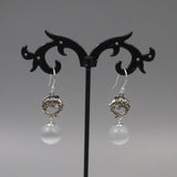 925 Silver Fish & Chalcedony Bead Dangle Earrings 45mm