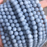 Angelite Natural Stone Round Gem Beads for DIY Jewelry Making