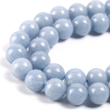Angelite Natural Stone Round Gem Beads for DIY Jewelry Making