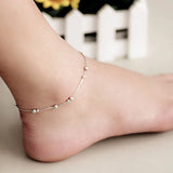 925 Sterling Silver Anklet Bohemian Beads Foot Chain
