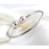 925 Sterling Silver Bangle Bracelet Round Ball Female Cuff Wristband Gift