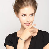 925 Sterling Silver Bangle Bracelet Round Ball Female Cuff Wristband Gift