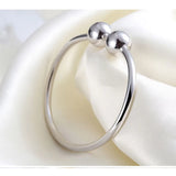 925 Sterling Silver Bangle Bracelet Round Ball Female Cuff Wristband Gift