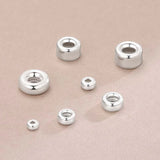 925 Sterling Silver Flat Round Beads 18k Spacers DIY Jewelry Findings