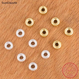 925 Sterling Silver Flat Round Beads 18k Spacers DIY Jewelry Findings