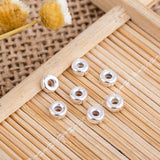 925 Sterling Silver Beads Flat Round Loose Bead 18k Large Hole Spacer