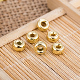 925 Sterling Silver Beads Flat Round Loose Bead 18k Large Hole Spacer