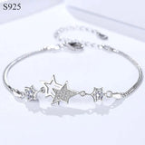 925 Silver Bracelet Bangle for Women Star Design Wristband Jewelry