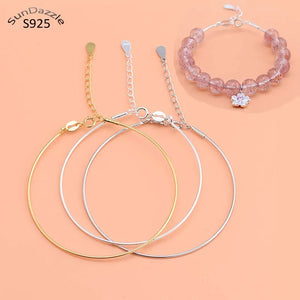925 Sterling Silver Bracelet Bangle for Women Beads Hand Band DIY Jewelry
