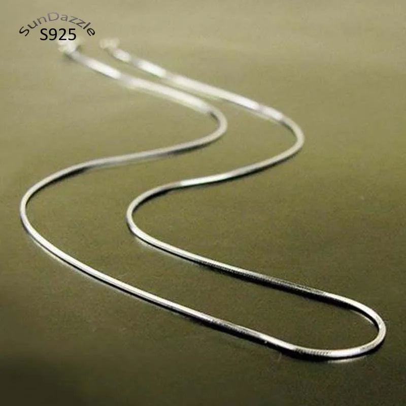 925 Sterling Silver Chain Necklace Men Women Snake Chain 0.7mm Collier Necklaces