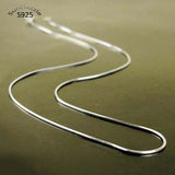 925 Sterling Silver Chain Necklace Men Women Snake Chain 0.7mm Collier Necklaces