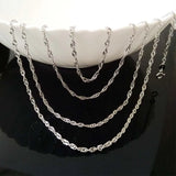 925 Sterling Silver Water Wave Chain Necklace for Women