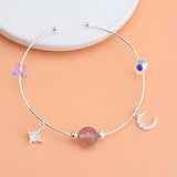 925 Sterling Silver Cuff Bangles for Beads Hand Band DIY Jewelry