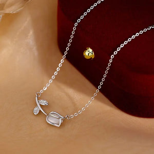 925 Sterling Silver Flower CZ Pendant Necklace for Women