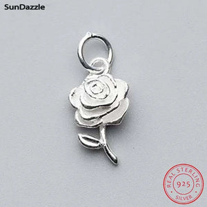925 Sterling Silver Pendant Rose Flower Charms DIY Jewelry Making Findings