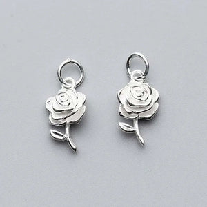 925 Sterling Silver Pendant Rose Flower Charms DIY Jewelry Making Findings