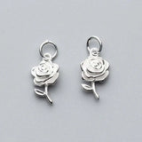925 Sterling Silver Pendant Rose Flower Charms DIY Jewelry Making Findings