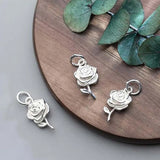 925 Sterling Silver Pendant Rose Flower Charms DIY Jewelry Making Findings