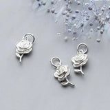 925 Sterling Silver Pendant Rose Flower Charms DIY Jewelry Making Findings