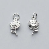 925 Sterling Silver Pendant Rose Flower Charms DIY Jewelry Making Findings