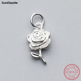 925 Sterling Silver Pendant Rose Flower Charms DIY Jewelry Making Findings