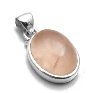 Rose Quartz Pendant 925 Sterling Silver 25mm