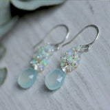 Ruby Earrings, Sterling Silver Jewelry, Chalcedony, Aqua Gemstones