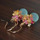 Ruby Earrings, Sterling Silver Jewelry, Chalcedony, Aqua Gemstones