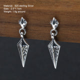 S925 Retro Sterling Silver Indian Arrow Stud Earrings Hip Hop Jewelry