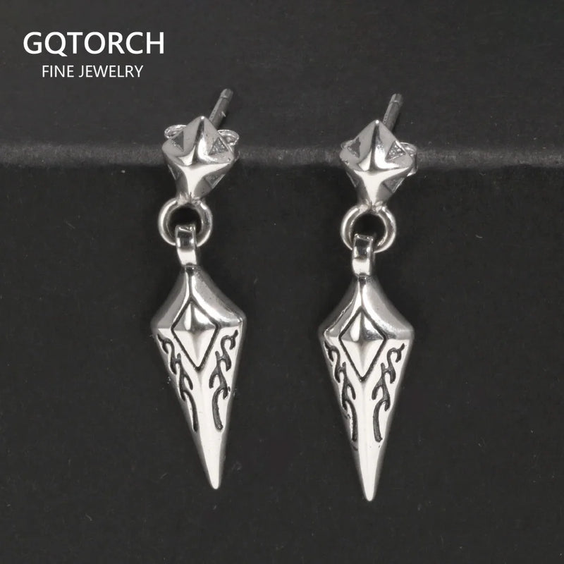 S925 Retro Sterling Silver Indian Arrow Stud Earrings Hip Hop Jewelry