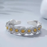 S925 Silver Daisy Bracelet Sunflower Couples Hands