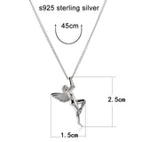 S925 Silver Angels Pendant Necklace Fine Jewelry Angel Wings