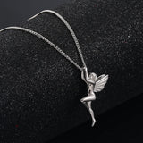 S925 Silver Angels Pendant Necklace Fine Jewelry Angel Wings
