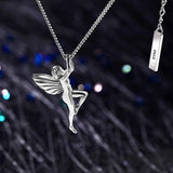 S925 Silver Angels Pendant Necklace Fine Jewelry Angel Wings
