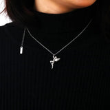 S925 Silver Angels Pendant Necklace Fine Jewelry Angel Wings