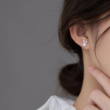 Sterling Silver Diamond Zircon Rabbit Ear Studs for Women