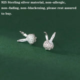 Sterling Silver Diamond Zircon Rabbit Ear Studs for Women