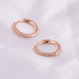 925 Silver Zircon Small Hoop Earrings in Rose Gift