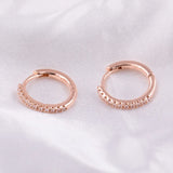 925 Silver Zircon Small Hoop Earrings in Rose Gift