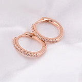 925 Silver Zircon Small Hoop Earrings in Rose Gift