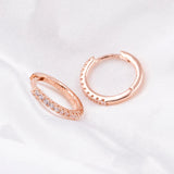 925 Silver Zircon Small Hoop Earrings in Rose Gift