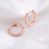 925 Silver Zircon Small Hoop Earrings in Rose Gift