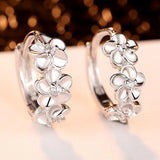 S925 Sterling Silver Round Flower Earrings Women Charm Jewelry
